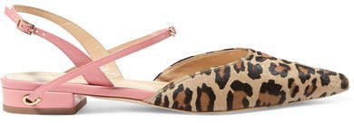 Jennifer Chamandi - Vittorio Leopard-print Calf Hair And Patent-leather Point-toe Flats - Leopard print