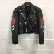 leather jacket with roses - Google Search