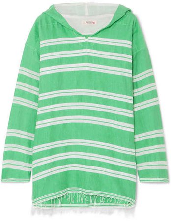 Doro Frayed Striped Cotton-blend Gauze Hoodie - Light green