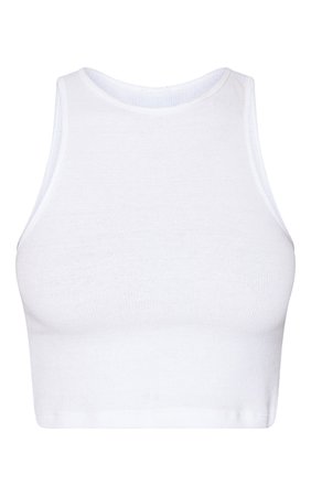 Recycled White Basic Soft Rib Cropped Vest | PrettyLittleThing CA