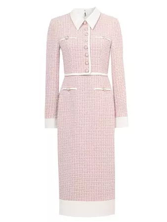 Pastel Pink Lapel Long Sleeve Tweed 1960S Dress – Jolly Vintage