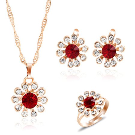 MINHIN fashion gold color jewelry set Clover style necklace and earrings and ring for wedding accessories Royal Blue jewelry set-in Jewelry & Accessories from Jewelry & Accessories on Aliexpress.com | Alibaba Group
