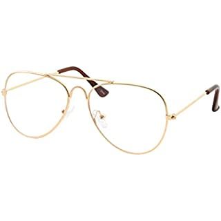 Amazon.com: Skeleteen Clear Lens Costume Glasses - 70's Style Aviator Gold Wire Rimmed Clear Sunglasses For Adults And Kids : Clothing, Shoes & Jewelry