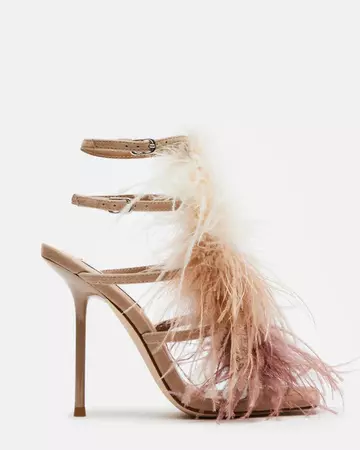 CHLEO Tan Multi Square Toe Feather Stiletto Heel | Women's Heels – Steve Madden