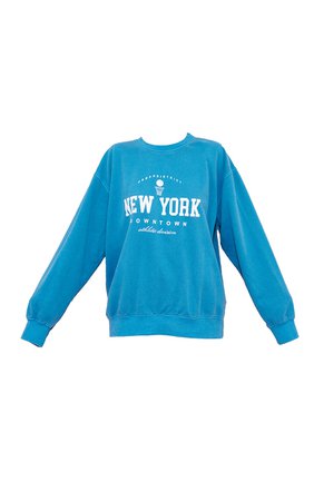 Bright Blue New York Downtown Graphic Printed Sweatshirt | PrettyLittleThing USA