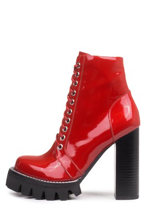 RED LACE UP BOOTIES JEFFREE CAMPBELL