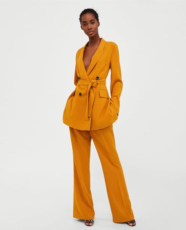 Zara yellow blazer pants trouser suit set