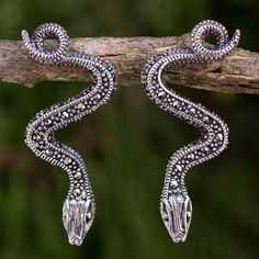 Silver Marcasite Snake Earrings - Pinterest