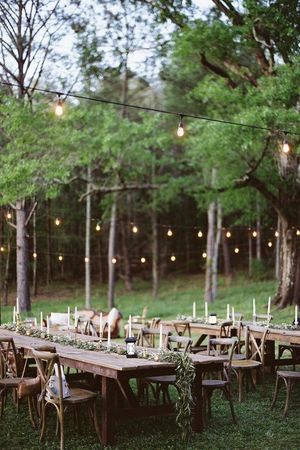 wedding tables outside forest - Google Search