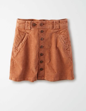 AE High-Waisted Corduroy A-Line Skirt brown