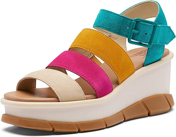 Amazon.com | Sorel Women's Joanie III Ankle Strap Sandals - Teal Chloride, Gum 2 - Size 8 | Platforms & Wedges