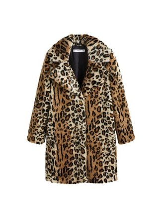 MANGO Leopard faux-fur coat