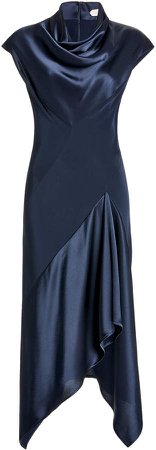 UNTTLD Cybil Satin-Detailed Crepe Cowl-Neck Midi Dress