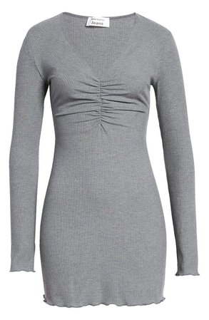 Reformation Jennie Long Sleeve Body-Con Minidress | grey