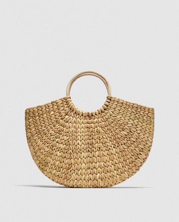 STRAW BAG WITH ROUNDED HANDLES