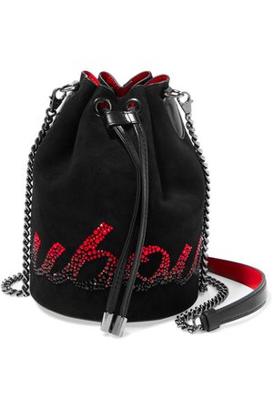 Christian Louboutin | Marie Jane embellished suede and leather bucket bag | NET-A-PORTER.COM