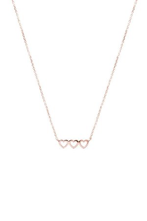 Dainty Triple Heart Pendant Rose Gold Necklace