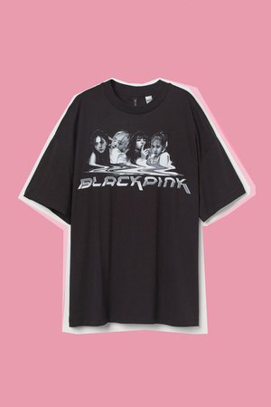 Oversized Printed T-shirt - Black/Blackpink - Ladies | H&M US