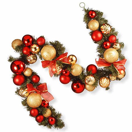 National Tree Co. 6' Red And Gold Ornament Evergreen Indoor/Outdoor Christmas Garland