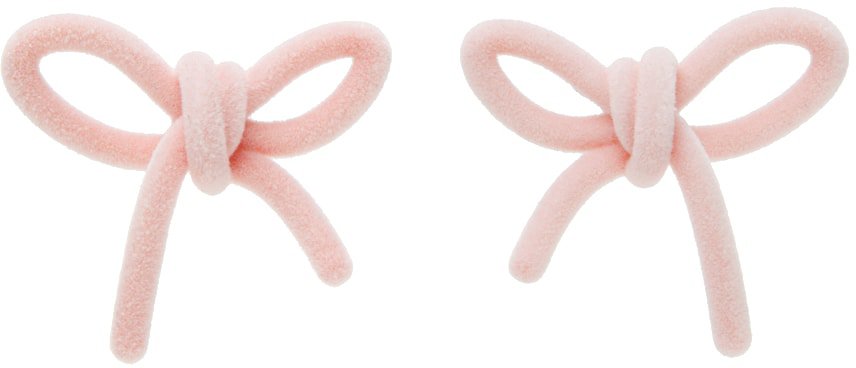 Shushu/Tong: SSENSE Exclusive Pink YVMIN Edition Bow Earrings | SSENSE