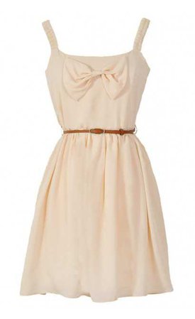 Country Concert Bow Front Dress in Cream Lily Boutique