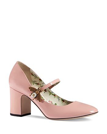 Gucci Pink Bee Mary Jane Pumps