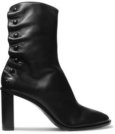 Tea Time Leather Ankle Boots - Black