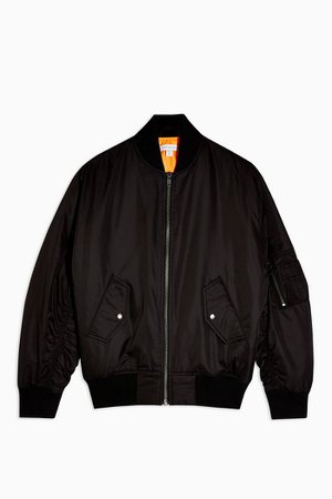 Black Oversized Bomber Jacket | Topshop