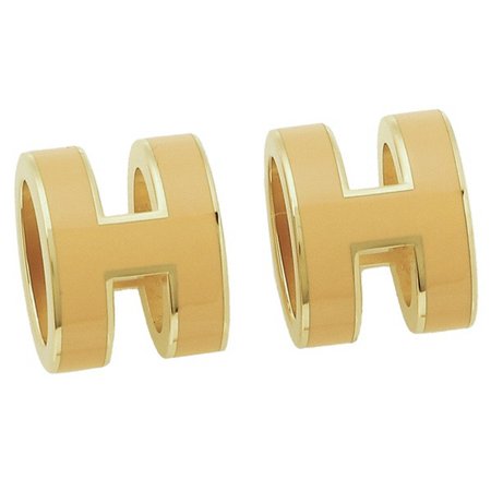 hermes h earrings yellow gold