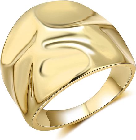 Amazon.com: Aprilery Gold Rings for Women, Fashion 18K Gold Plated Ring Statement Chunky Ring Band Flower Mask Design Cocktail Costume Jewelry for Girls Teens Gifts for Her: Clothing, Shoes & Jewelry