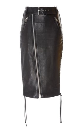 Balenciaga Zip-Detailed Leather Skirt