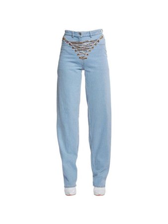 Crystal lace blue jeans
