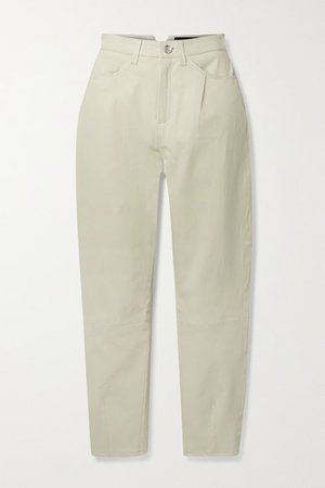 Leather Tapered Pants - Cream