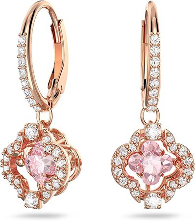 Amazon.com: Swarovski Sparkling Dance Clover Pierced Earrings with Clear Crystal Pavé Surrounding a Pink Stone on a Rose-Gold Tone Plated Setting : Clothing, Shoes & Jewelry
