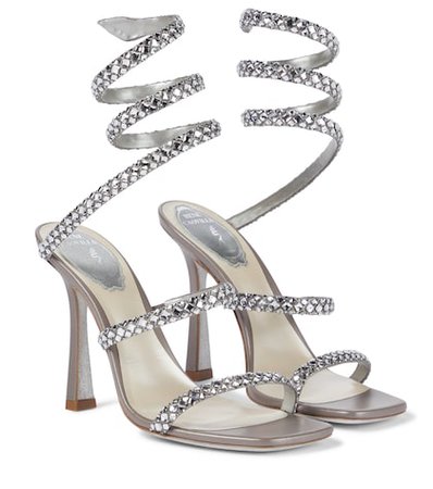 Rene Caovilla - Chandelier embellished satin sandals | Mytheresa