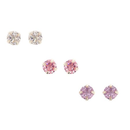 3 Pack 5MM Cubic Zirconia Magnetic Earrings | Claire's US