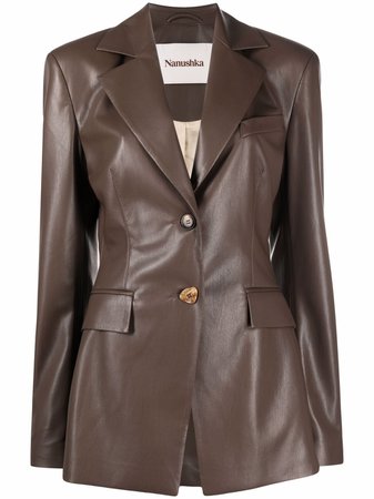 Shop Nanushka single-breasted vegan leather blazer with Express Delivery - FARFETCH