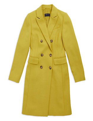 Waisted Tailored Coat with Wool