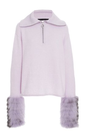 Fur-Trimmed Silk-Cashmere Sweater by Sally LaPointe | Moda Operandi