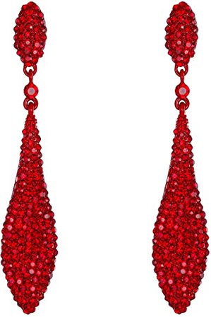 Amazon.com: EVER FAITH Women's Austrian Crystal Double Waterdrop Bridal Pierced Dangle Earrings Red Red-Tone: Clothing, Shoes & Jewelry