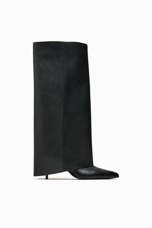 STRIPED FOOTED HEELED BOOTS - Black | ZARA United States