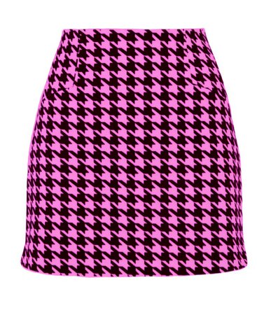 pink houndstooth mini skirt