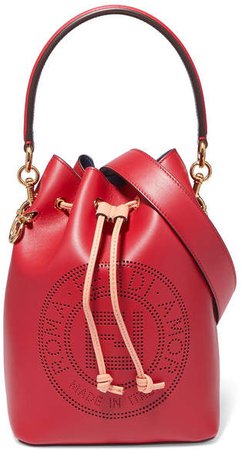 Mon Trésor Perforated Leather Bucket Bag - Red