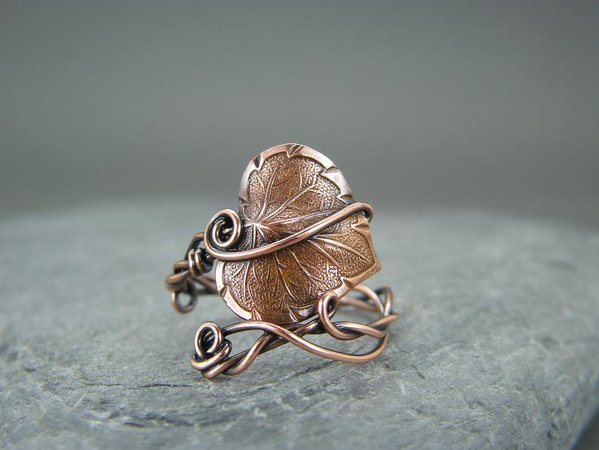 Leaf ring Copper leaf ring Adjustable ring Thumb ring | Etsy