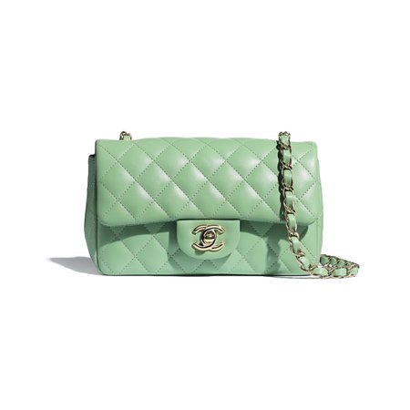 Chanel Lambskin & Gold-Tone Metal Green Mini Flap Bag, CHANEL