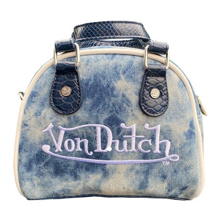 Light Blue Splash Denim Von Dutch Small Bowling Bag