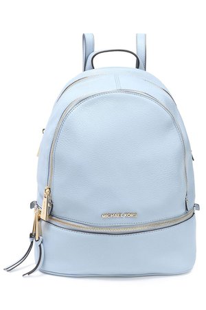 Light blue Logo-embellished textured-leather backpack | Sale up to 70% off | THE OUTNET | MICHAEL MICHAEL KORS | THE OUTNET
