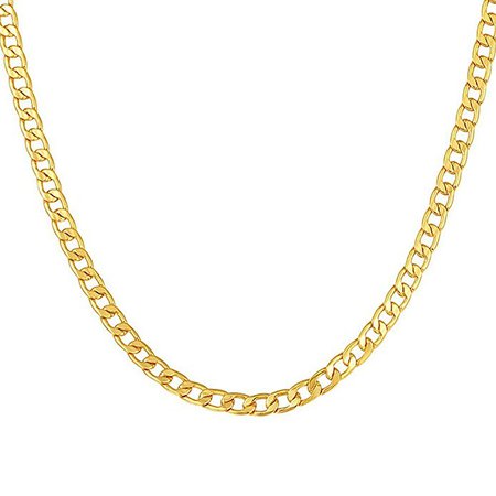 MMTTAO Men Cuban Curb Gold Chain Necklace for Women 5MM Wide 24 Inches Real 18K Gold Plated Hip Hop Men's Punk Jewelry with 18KGP Stamp - 24"/61cm | Amazon.com