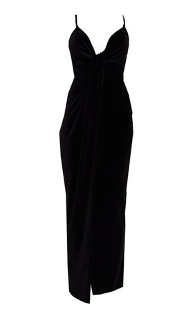 Black Velvet Strappy Knot Detail Midaxi Dress | PrettyLittleThing USA