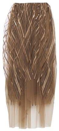 Layered Gathered Sequin-embellished Tulle Midi Skirt